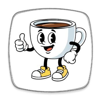 Cartoon Kaffeetasse Lustiger Kaffee Comic - Viereckiger Kühlschrankmagnet - Weiß - Vorne
