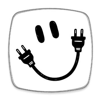 Electrician Electrical Engineer Schuko Plug Funny - Square fridge magnet - white - Front
