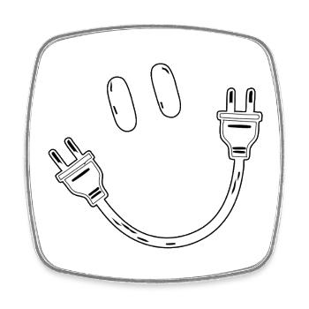 Strom Schuko Stecker Steckdose Elektrik Geschenk - Viereckiger Kühlschrankmagnet - Weiß - Vorne