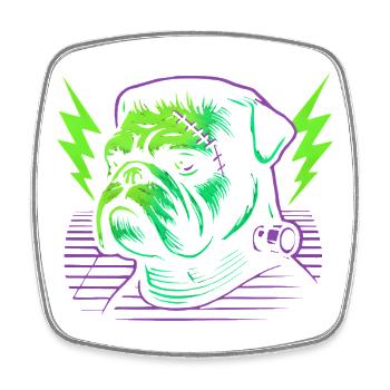 Bulldog Neon Sewing Stitch - Square fridge magnet - white - Front