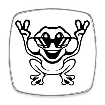 Grenouille Crapaud Cool Lunettes de soleil Victoire Paix Mains - Magnet carré - blanc - Devant