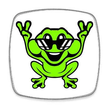 Grenouille Crapaud Cool Lunettes de soleil Victoire Paix Mains - Magnet carré - blanc - Devant