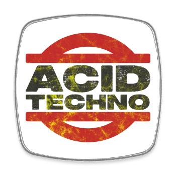 Distressed Acid Techno Logo T-Shirt - Viereckiger Kühlschrankmagnet - Weiß - Vorne