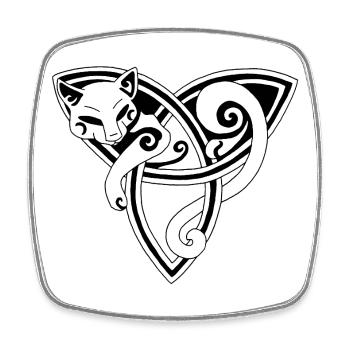 Chat noir et symbole celte - Magnet carré - blanc - Devant