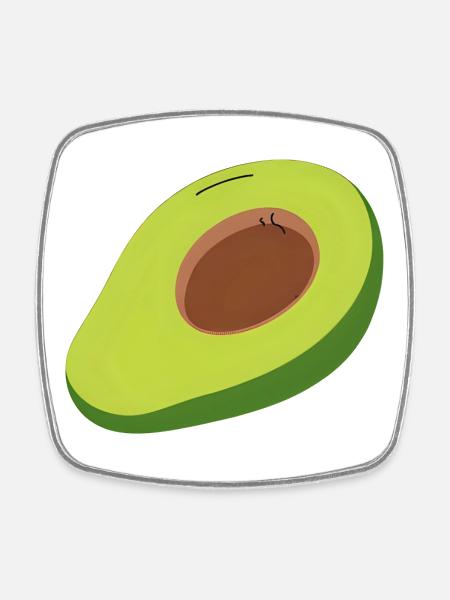 Avocado Halbschnitt Illustration - Square fridge magnet - white