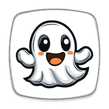 Ghost Halloween Cute Comic - Square fridge magnet - white - Front