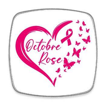 Pink October Ribbon Awareness - Square fridge magnet - white - Front