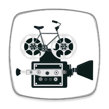 Conception de film pour rouleaux de vélo | Art photographique cycliste - Magnet carré - blanc - Devant