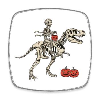 Skeleton Rider on T Rex - Square fridge magnet - white - Front