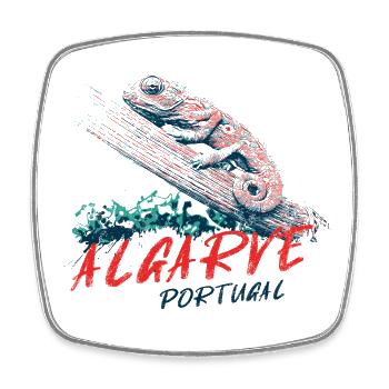 Colorful illustration of an Algarve Chameleon - Square fridge magnet - white - Front