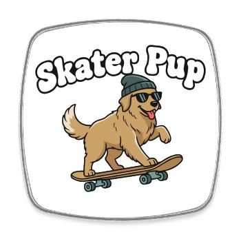 Skater Pup on Skateboard - Square fridge magnet - white - Front