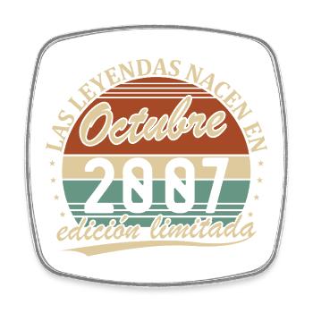 October 2007 Vintage Retro Birthday Gift - Square fridge magnet - white - Front