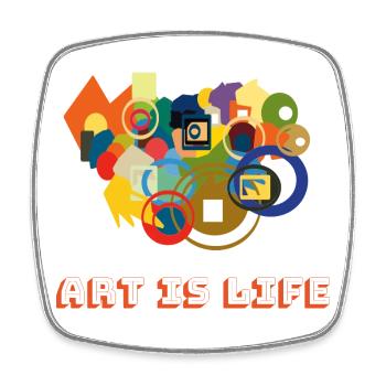 Art is Life – Colour Rush - Square fridge magnet - white - Front
