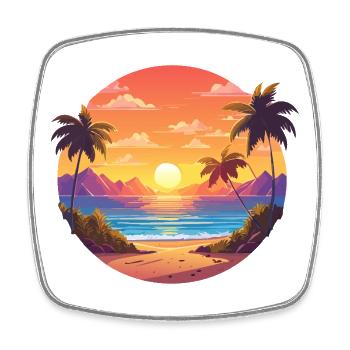 Sunset Palm Bay - Square fridge magnet - white - Front