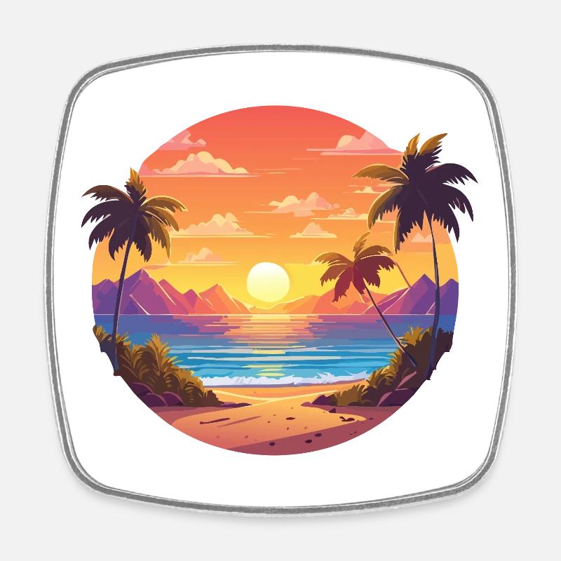 Coucher de soleil Palm Bay - Magnet carré - blanc