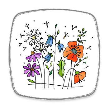Fleur - Magnet carré - blanc - Devant