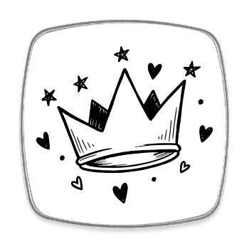 Süße Krone mit Herzen & Sternen | Doodle Look - Viereckiger Kühlschrankmagnet - Weiß - Vorne
