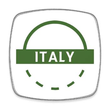 Timbre rond emblème vert italien - Magnet carré - blanc - Devant