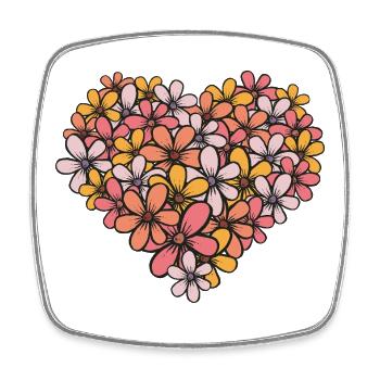 Blütenherz Blumenmuster - Viereckiger Kühlschrankmagnet - Weiß - Vorne
