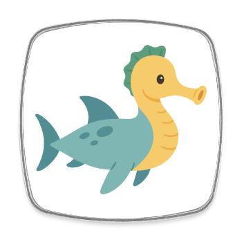 Hippocampe Requin dans la mer - Magnet carré - blanc - Devant
