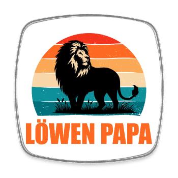 Werdender Vater LÖWEN PAPA Retro Lustiges - Viereckiger Kühlschrankmagnet - Weiß - Vorne