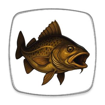 Majestätischer Fisch mit Offenem Maul - Viereckiger Kühlschrankmagnet - Weiß - Vorne