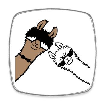 2 Cool Llamas Sunglasses Funny Nerd Friends - Square fridge magnet - white - Front