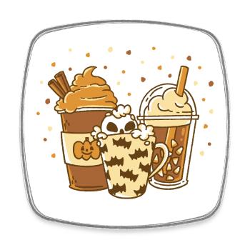 Automne Pumpkin Latte Spice Boissons de saison - Magnet carré - blanc - Devant