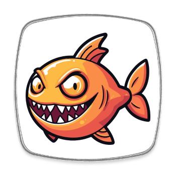 Piranha Fische Halloween Zombie - Viereckiger Kühlschrankmagnet - Weiß - Vorne