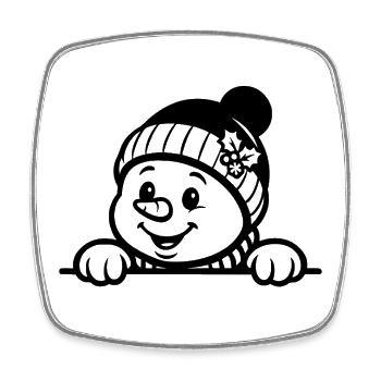 Niedliches Schneemann T Shirt Wintermotiv  - Viereckiger Kühlschrankmagnet - Weiß - Vorne