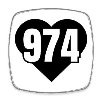 Number 974 in black and white - Square fridge magnet - white - Front
