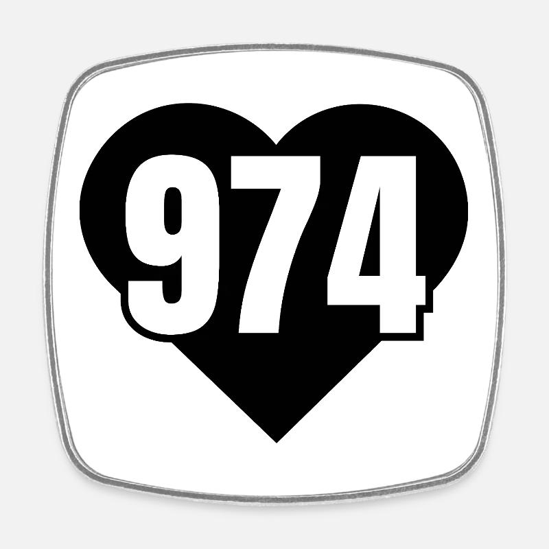 Number 974 in black and white - Square fridge magnet - white
