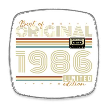 1986 Vintage Retro Geburtstagsgeschenk - Viereckiger Kühlschrankmagnet - Weiß - Vorne