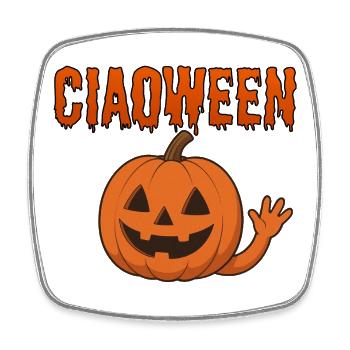 Halloween? Ciaoween ! Jeu de mots amusant pour faire peur - Magnet carré - blanc - Devant