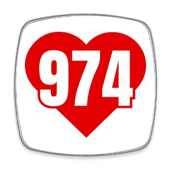 Red Heart 974 - Square fridge magnet - white - Front