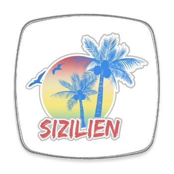 Sicily as a holiday - Square fridge magnet - white - Front