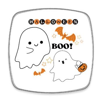 Little Ghosts Halloween Scene - Square fridge magnet - white - Front