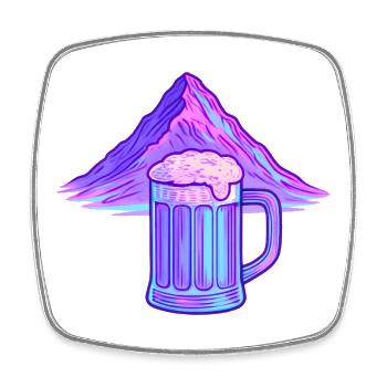 Neon Mountain Beer Mug - Square fridge magnet - white - Front