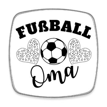 Fußball Oma mit Herz - Viereckiger Kühlschrankmagnet - Weiß - Vorne