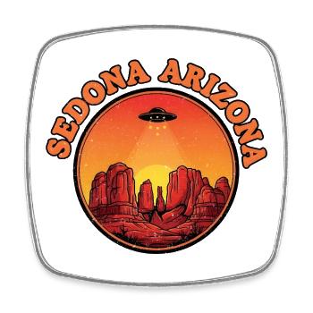 Sedona Arizona UFO Sonnenuntergang - Viereckiger Kühlschrankmagnet - Weiß - Vorne