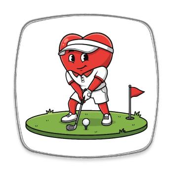 Herz Golfer Karikatur spielt auf Grün - Viereckiger Kühlschrankmagnet - Weiß - Vorne