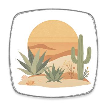 Boho Nature Cacti - Square fridge magnet - white - Front