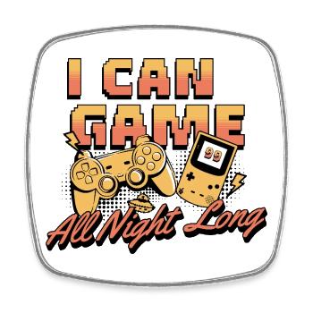 I Can Game All Night Long Retro Gamer Controller - Viereckiger Kühlschrankmagnet - Weiß - Vorne