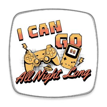 I Can Go All Night Long Gamer Retro - Square fridge magnet - white - Front