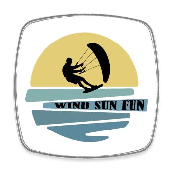 Wind Sun Fun Kitesurfer - Square fridge magnet - white - Front