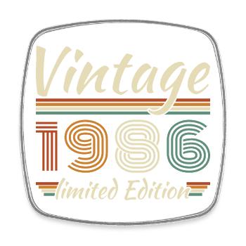 1986 Vintage Retro Geburtstagsgeschenk - Viereckiger Kühlschrankmagnet - Weiß - Vorne