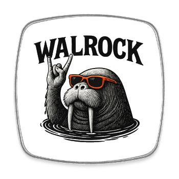 Walrock – Das rockende Walross mit Sonnenbrille - Viereckiger Kühlschrankmagnet - Weiß - Vorne