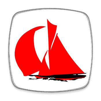 Red Sailboat Silhouette - Square fridge magnet - white - Front