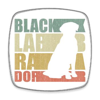 Retro Black Labrador - Cadeau d’amoureux des chiens - Magnet carré - blanc - Devant