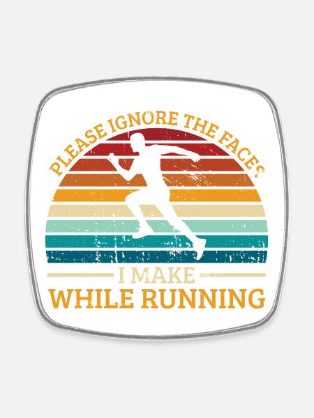 Courir Ignorer les visages que je fais Marathonien - Magnet carré - blanc